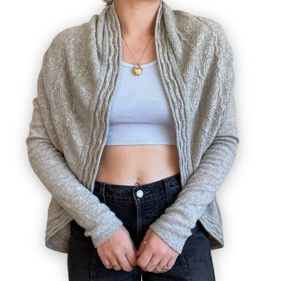 Womens 100% Cashmere Gray Soft Lightweight Cardigan Shrug Sz S - Picture 5 of 8